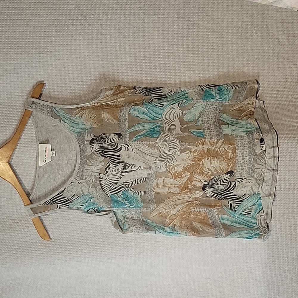 Two By Vince Camuto Sheer Front Zebra Top